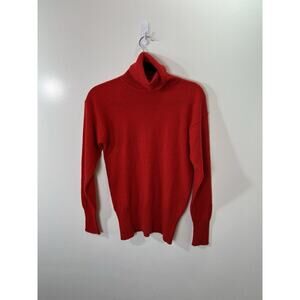 Sutton Studio Womens Cashmere Turtleneck Size M Red Classic Minimalist Soft Cozy